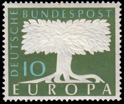 Alemania Federal Germany 166 1958 Europa (C.E.P.T.) 1957 Árbol Filigrana Q MH