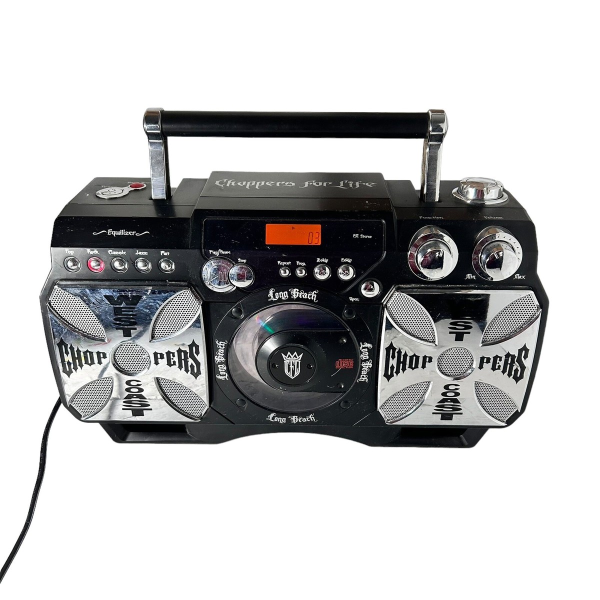Vtg West Coast Choppers 4 Life Stereo Jammer Boom Box Vtg West Coast Choppers 4 Life Stereo Jammer Boom Box