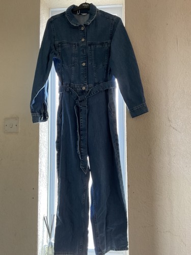 Brand New Denim Belted Jumpsuit Size 16 Blue Denim - Picture 17 of 24