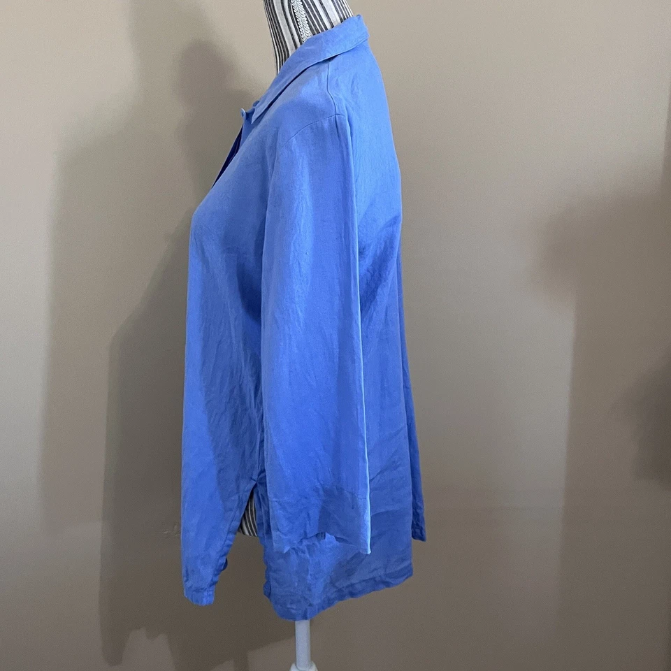 Top túnica Jams World para mujer azul 100 % lino manga 3/4 abotonada Lagenlook S Foto 4 de 4