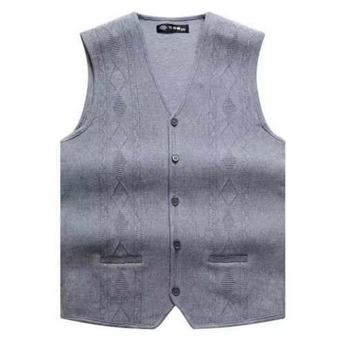 Gilet uomo lavorato a maglia cardigan canotta gilet scollo a V maglione gilet business - Foto 8 di 13