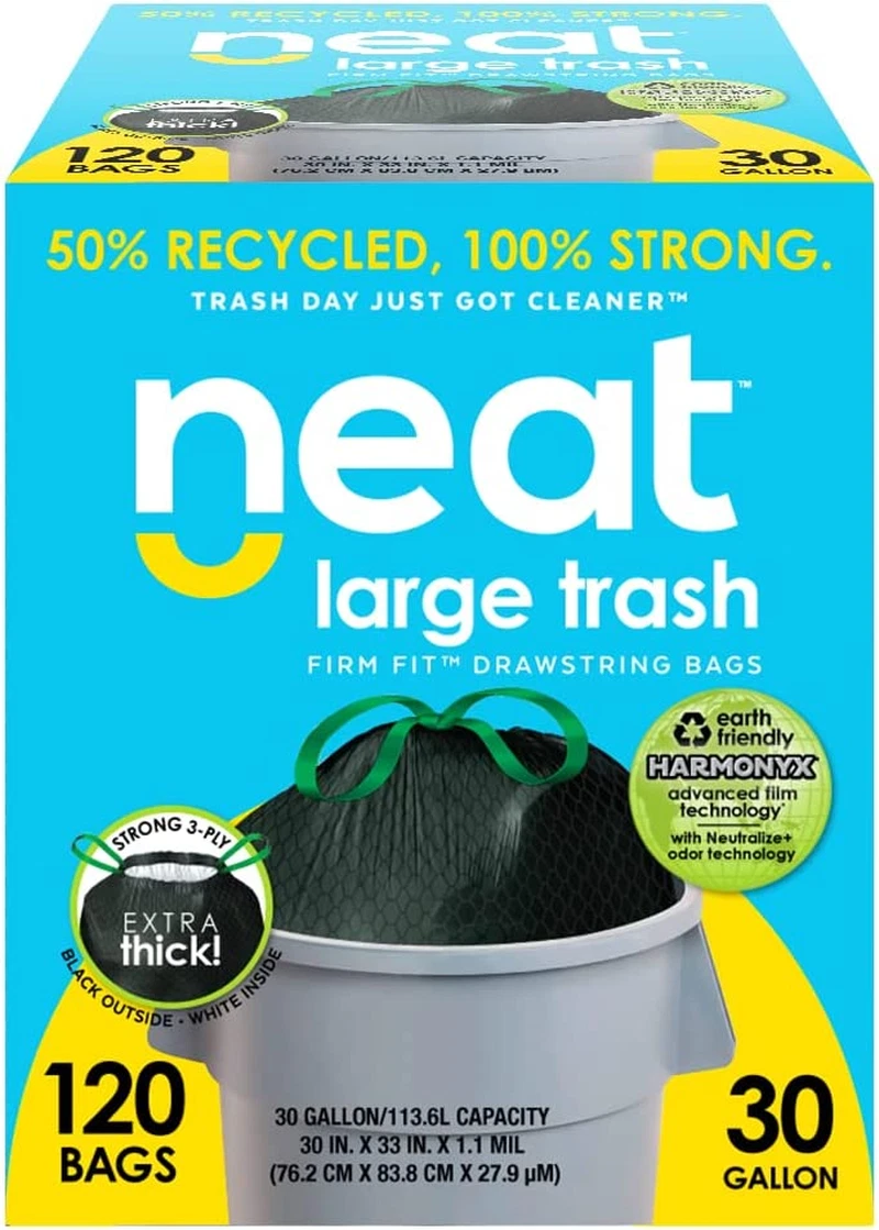 Neat Tall Kitchen 30 Gallon Drawstring Trash Bags - (MEGA 120