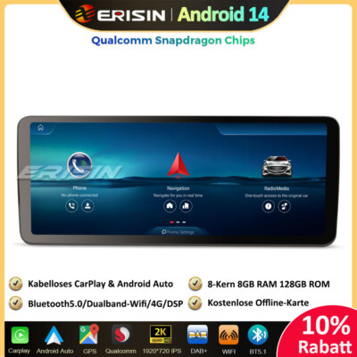 Qualcomm 128GB Android 14 Autoradio GPS DAB+ DSP Mercedes C/GLC Klasse W205 X253