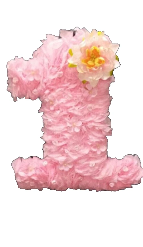 Niñas Primer Cumpleaños Fiesta Decoración Princesa #1 Rosa Flores Hecho a Mano 1 Año Foto 2 de 4