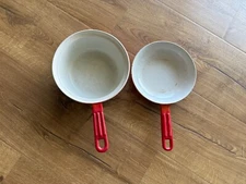 Descoware 89-A Saucepan Pot w/Frying Skillet Lid Belgium Cast Iron Enamel