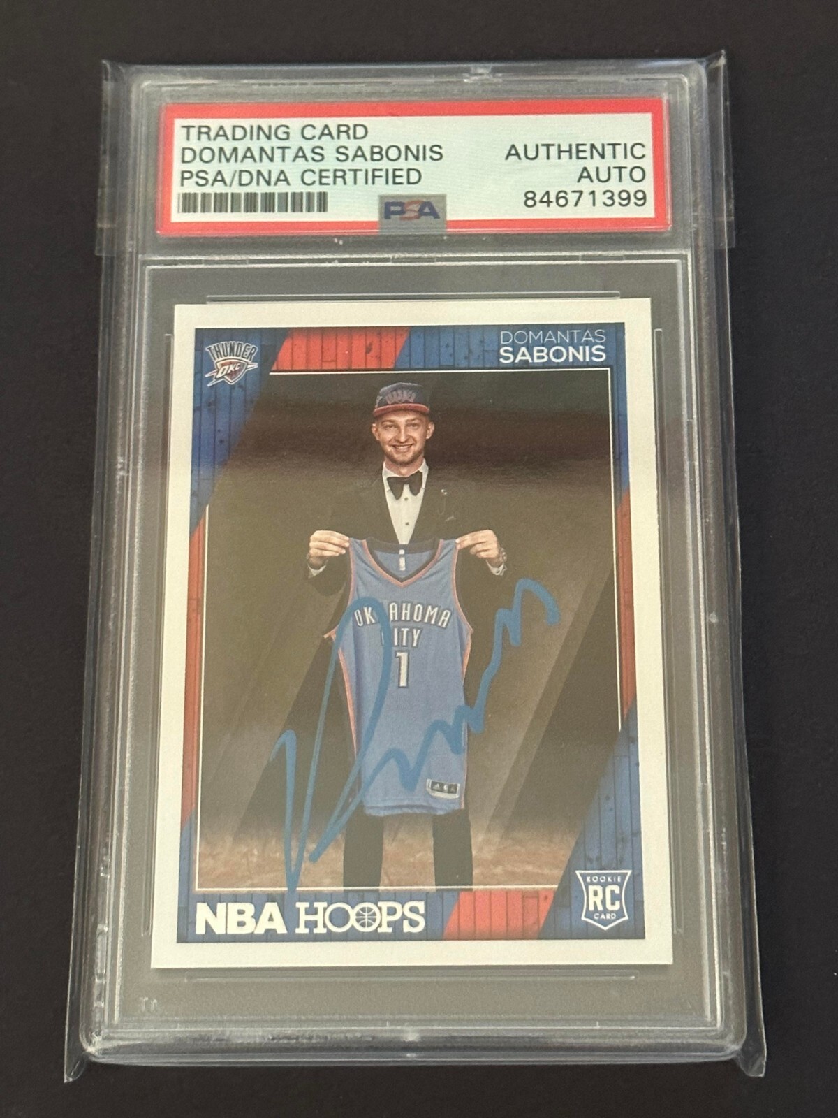 Domantas Sabonis Autographed Signed Oklahoma City Thunder 2016-17 NBAHOOPS Rookie NBA card w/ Authentic PSA/DNA 