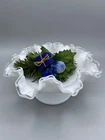 VTG Fenton Silver Crest Milk Glass Compote Candy Dish Double Ruffle.