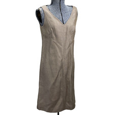 Talbots Linen Blend Metallic Gold Sheath Dress Size 4