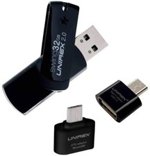 Unirex - USB with Adapter, 32GB Black 