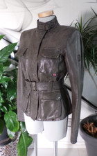 Belstaff Gold Label Rare Belted Two Tone Brown Real Leather Jacket Coat Size 12