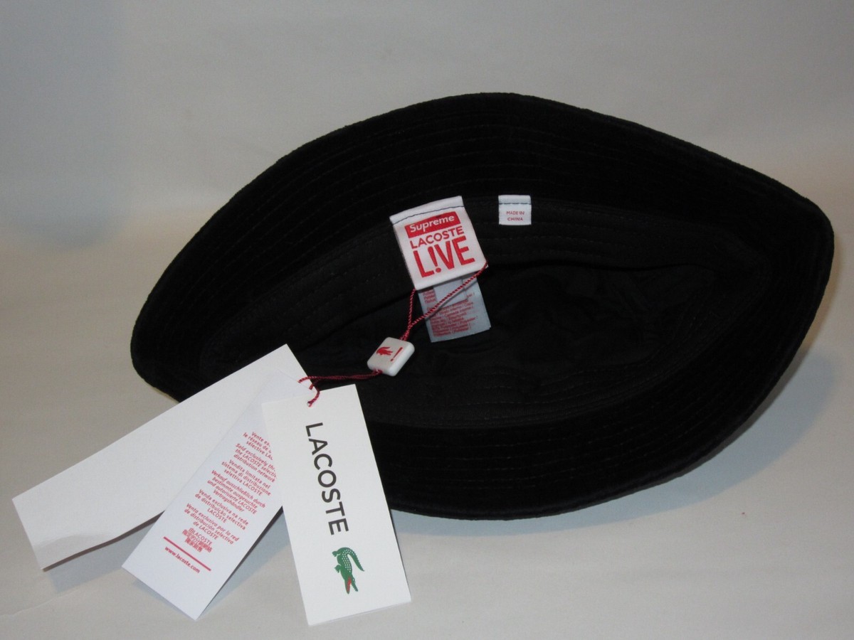 LACOSTE LIVE × SUPREME バケットハット SUPREME New York x Lacoste Live Velour Crusher Hat BLACK Large NEW