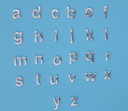 3D Quality Metal Chrome Self Adhesive Lower Case Letters Signs Badge - Silver - Picture 9 of 9