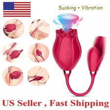 Rose Clit G-spot Vibrator Oral Licking Sucking Dildo Bullet Sex Toy for Women US