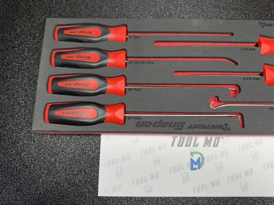 Snap-on Tools NEW 7-Piece RED Soft Grip Heavy-Duty Pick Foam Set