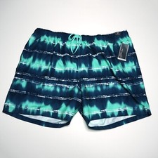 Roundtree Yorke Men's Swim Trunks 4XB Big Man Aqua Navy Mesh Lined Swimwear NWT