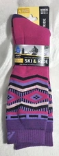 Cabot & Sons Womens Merino Wool Ski & Ride Socks - Purple - Shoe Sz 6-10