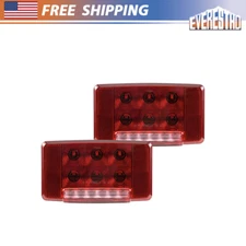 1Pair Set Fit For International Rear Lamp LED 12V Square Truck Lamp LH & RH