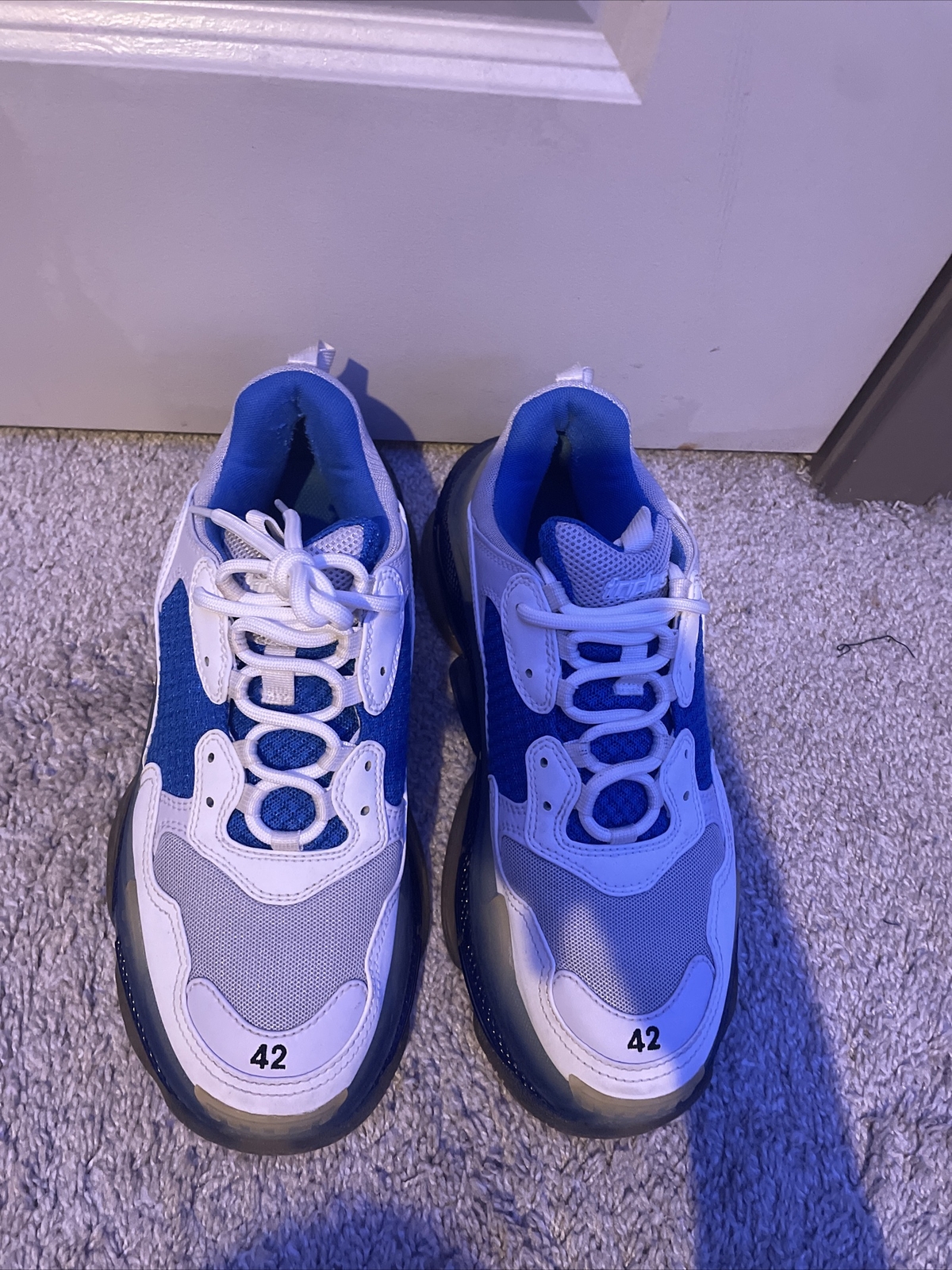 balenciaga triple s white and blue