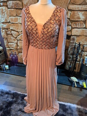 Diazz By Alya Pailletten Büste Abendkleid Gr. 10 Kaffee Rosegold Top Zustand