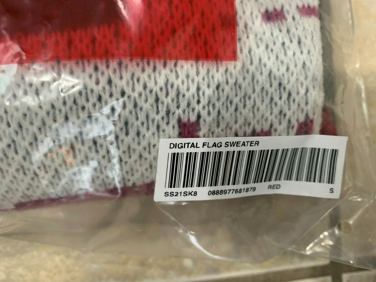 NWT Men's Supreme Digital Flag Red Sweater 2021 SS Size NWT Men's Supreme Digital Flag Red Sweater 2021 SS Size
