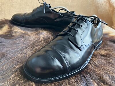 Prada Oxfords Shoes Size 7 UK/8 US Black Leather $980 PRADA - Leather Cap Toe Spazzolato Oxfords W Logo Inset  main image 4