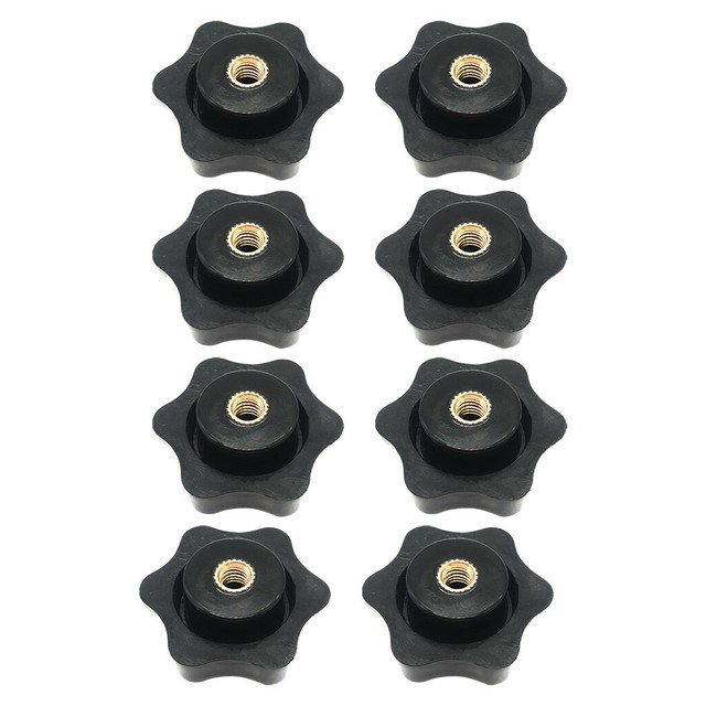 8pcs M6 Star Knob Female Thread Black Plastic Star Head Clamping Knob