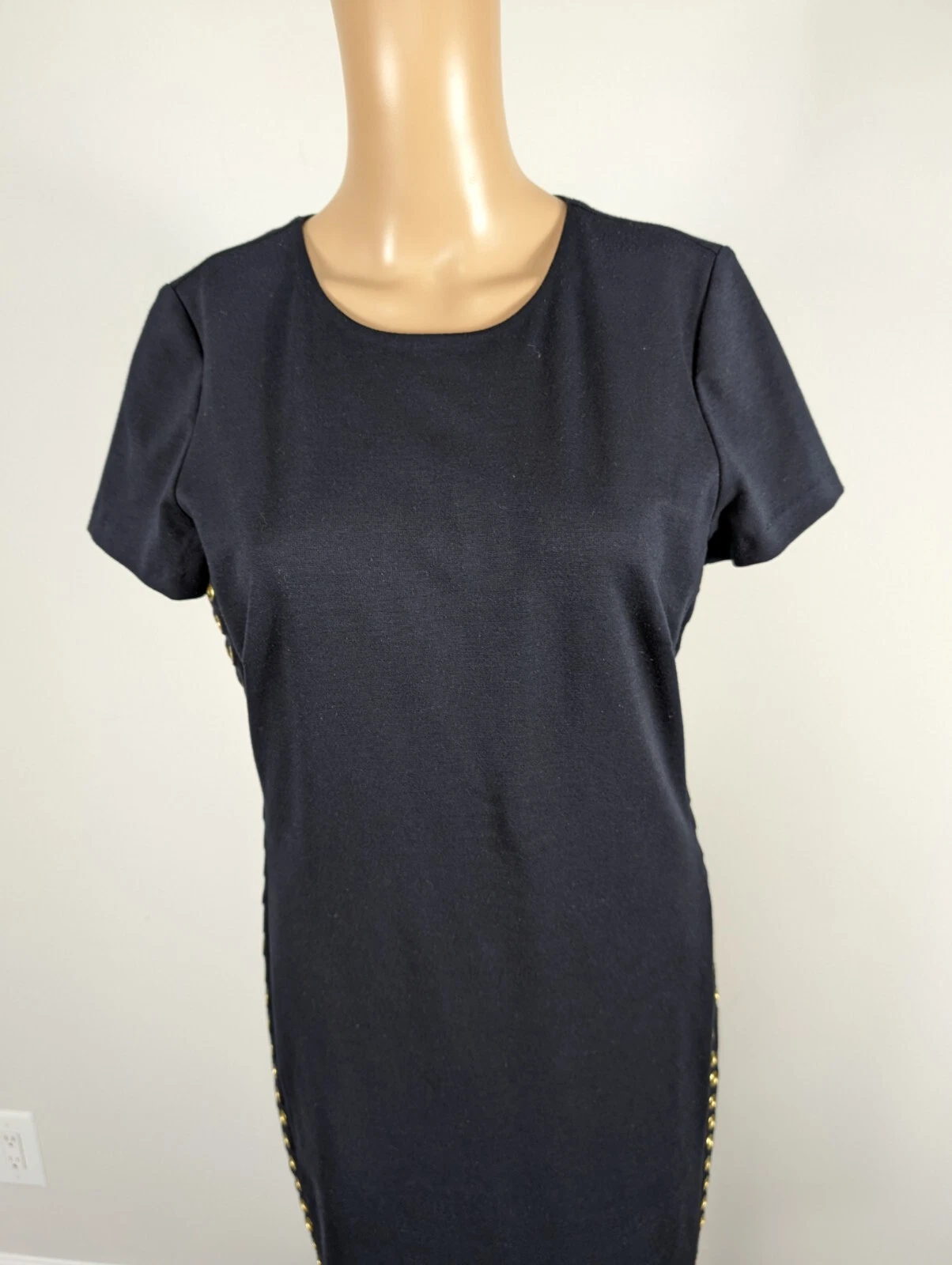 Abito a turni Michael Kors blu scuro borchie a maniche corte taglia M