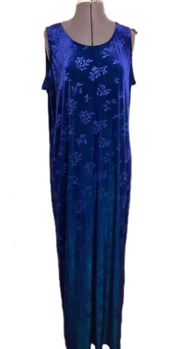 90s Y2K Velvet Fairy Maxi Dress L Vtg Floral Color Shift Boho Hippie Whimsigoth