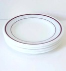1950s Corning Bread Plates W/ Burgundy Stripe Set Of 4 Midcentury Unique Plates