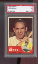 1963 Topps #340 Yogi Berra PSA 3 Graded Baseball Card MLB New York Yankees