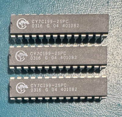 NOS LOT of 3 Cypress CY7C199-25PC 32Kx8 SRAM - Same Date Codes Ships from USA