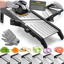 Mandoline Food Slicer Adjustable Stainless Steel With Waffle Fry Cutter Crinkle