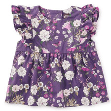 TEA COLLECTION Floral Ruffle Top - Dark Lilac - NWT Girls 8
