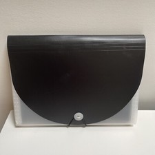 Caliber Expanding File, Plastic, 12 Pockets, Letter Size, Black & clear