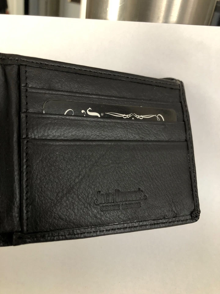 Cartera plegable de cuero negra JD Old #7 SIN USAR Foto 3 de 3