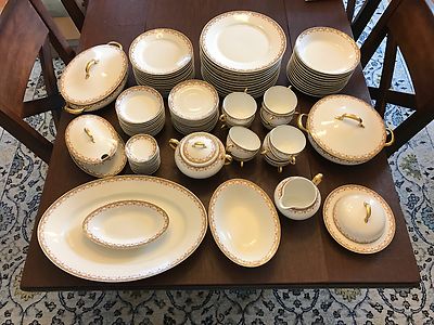 97 Piece Circa 1920s H. Balleroy Limoges Florale France China Set