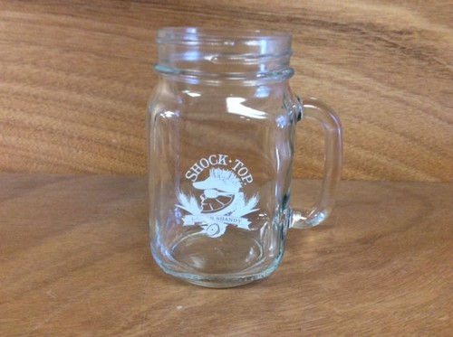 Shock Top Lemon Shandy 16oz Mason Jar Glass Set of 2&12 Shock Top Coasters! New! - Picture 2 of 8