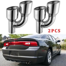 2X Dual Wall Exhaust Tips 2.5" In Quad 4"Out Slant Cut For Dodge Charger 2011-14