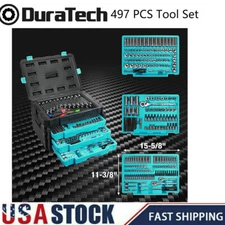 DURATECH 497-Piece Mechanics Tool Set SAE/Metric Sockets Muti-purpose Tools Kit