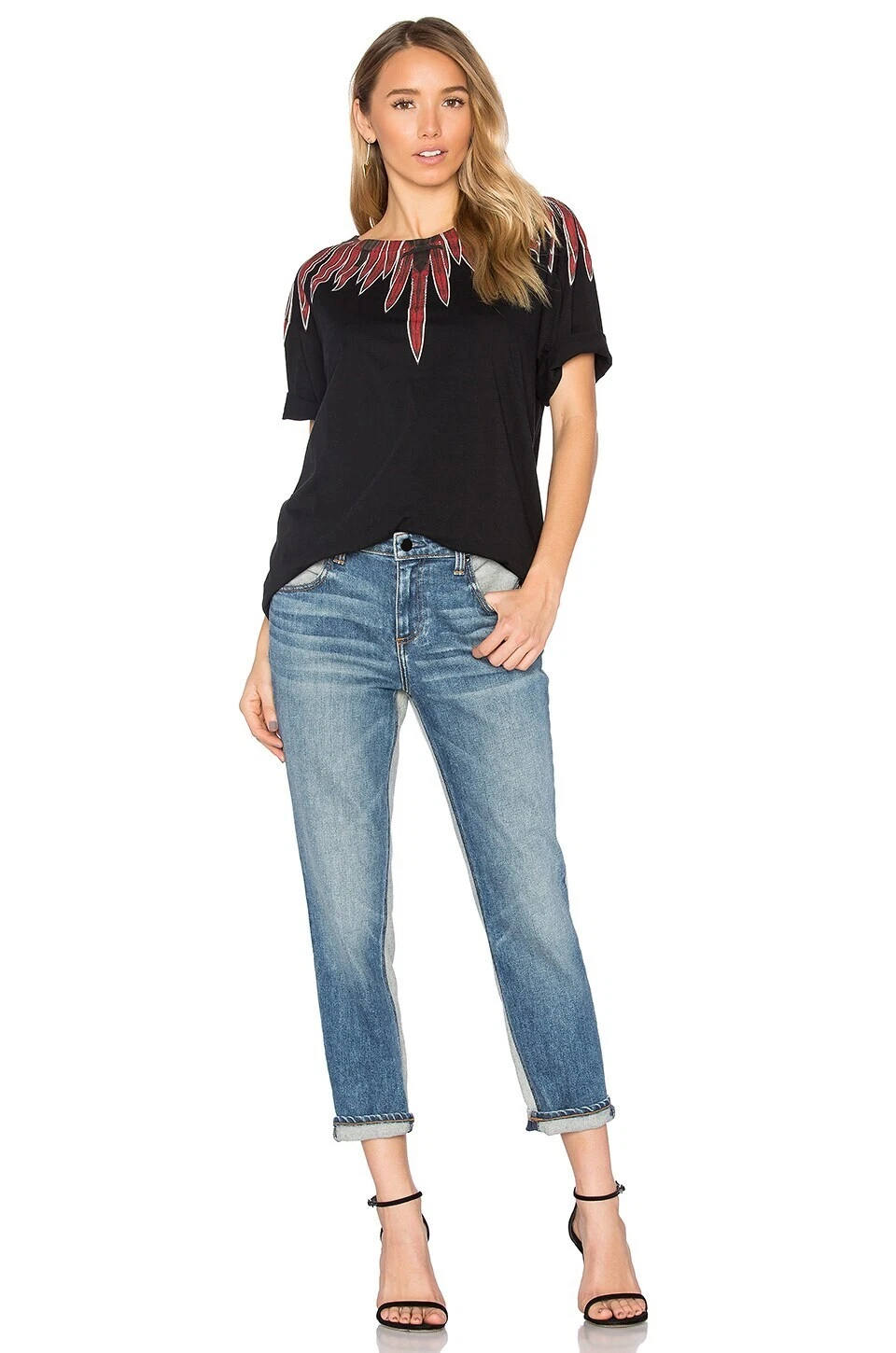 T shirt Marcelo Burlon nera stampa ali Angelita Taglia XXS SS17 $315