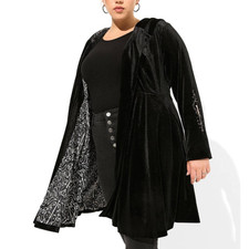 New Torrid 4 (4x 26) Harry Potter Black Velvet Hooded Swing Coat W/embroidery