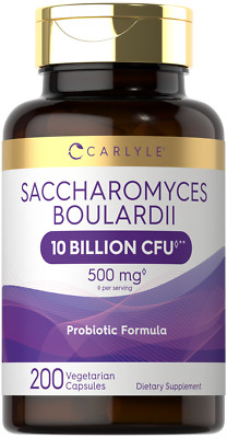 Saccharomyces Boulardii Probiotics | 10 Billion CFUs 200 Capsules | by Carlyle 