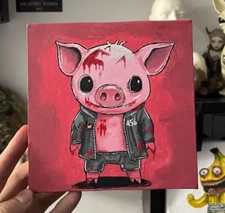 Squid Game Pig Painting – Dark Horror small painting, Creepy Pig as player 456