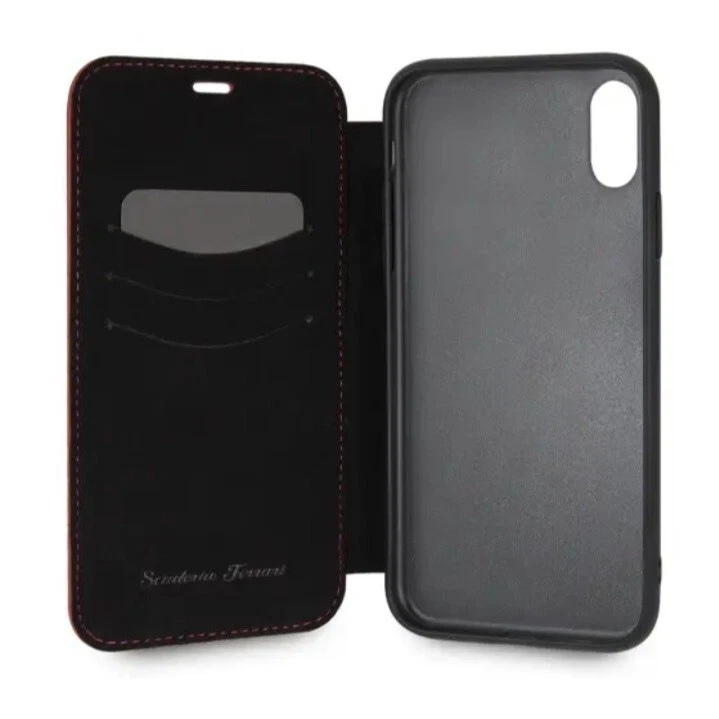 CG Mobile Scuderia Ferrari iPhone X Funda Protectora Tipo Libro Teléfono Cuero Rojo Foto 3 de 4