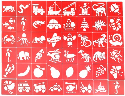 BUMPER PACK 48 KUNSTSTOFF MAL-/ZEICHNUNGSSCHABLONEN