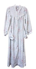 Vintage Miss Elaine House Dress Robe Floral Lace Snap Front Pockets Grannycore L