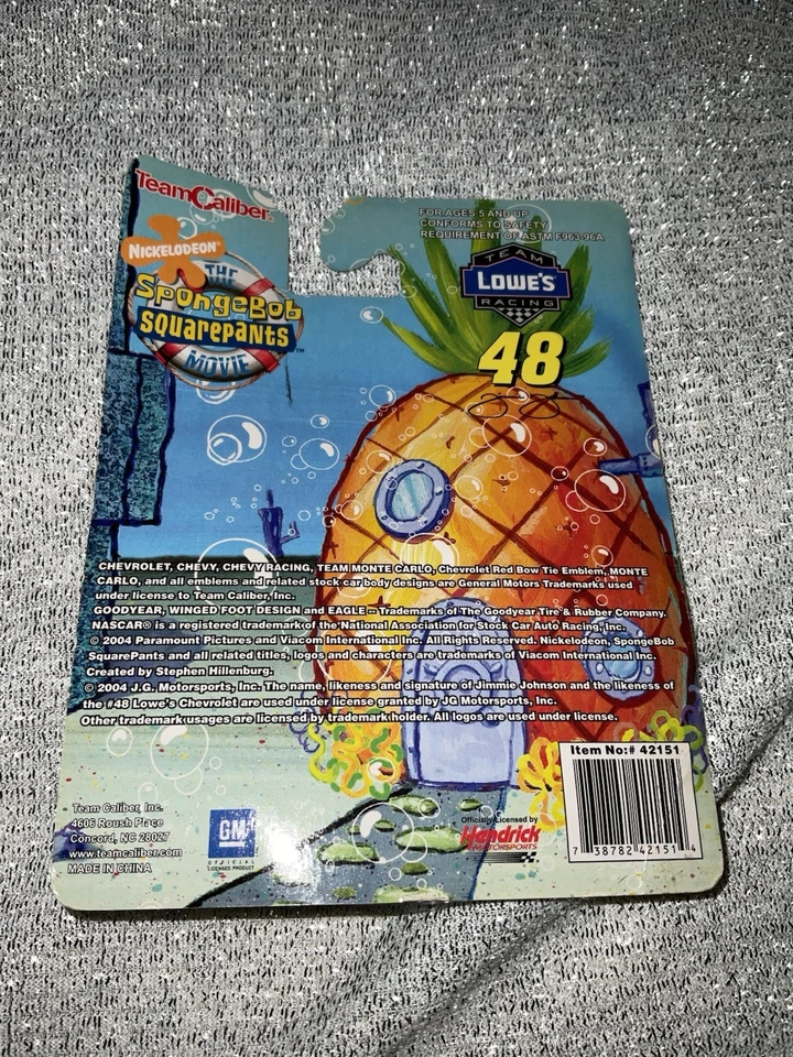 Jimmie Johnson SpongeBob SquarePants 1:64 NASCAR Diecast Lowe's Team Caliber New - Image 3 of 4