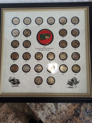 Framed 2003 National Wild Turkey Federation medallion collection