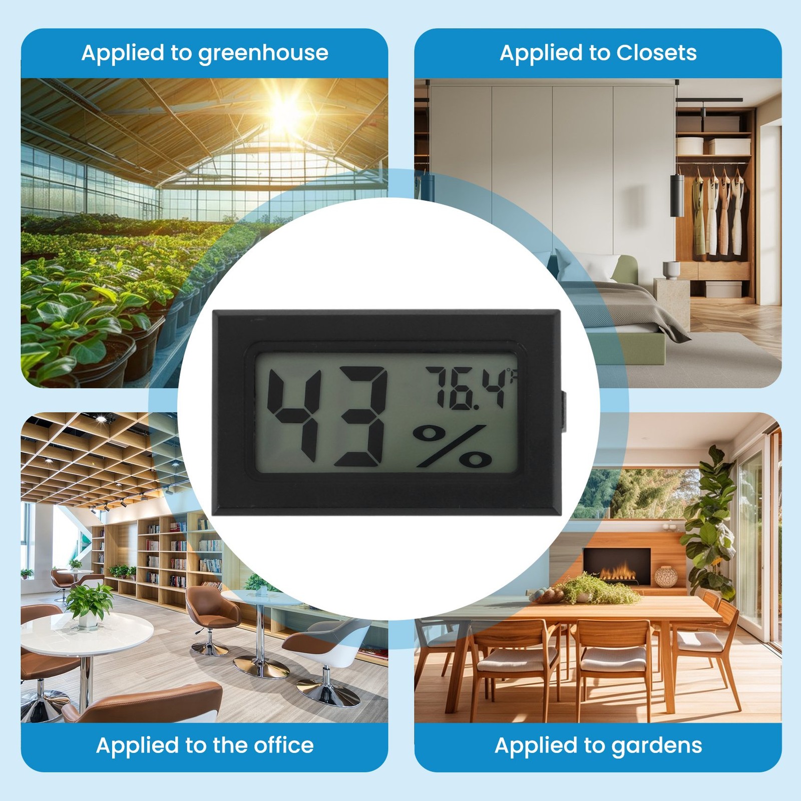 6Pack  Hygrometer Indoor Humidity Meter Hygrometer Digital Thermometers1346