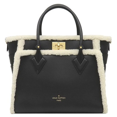 LOUIS VUITTON 2WAY bag On My Side MM M58908 leather Shearing Black x white